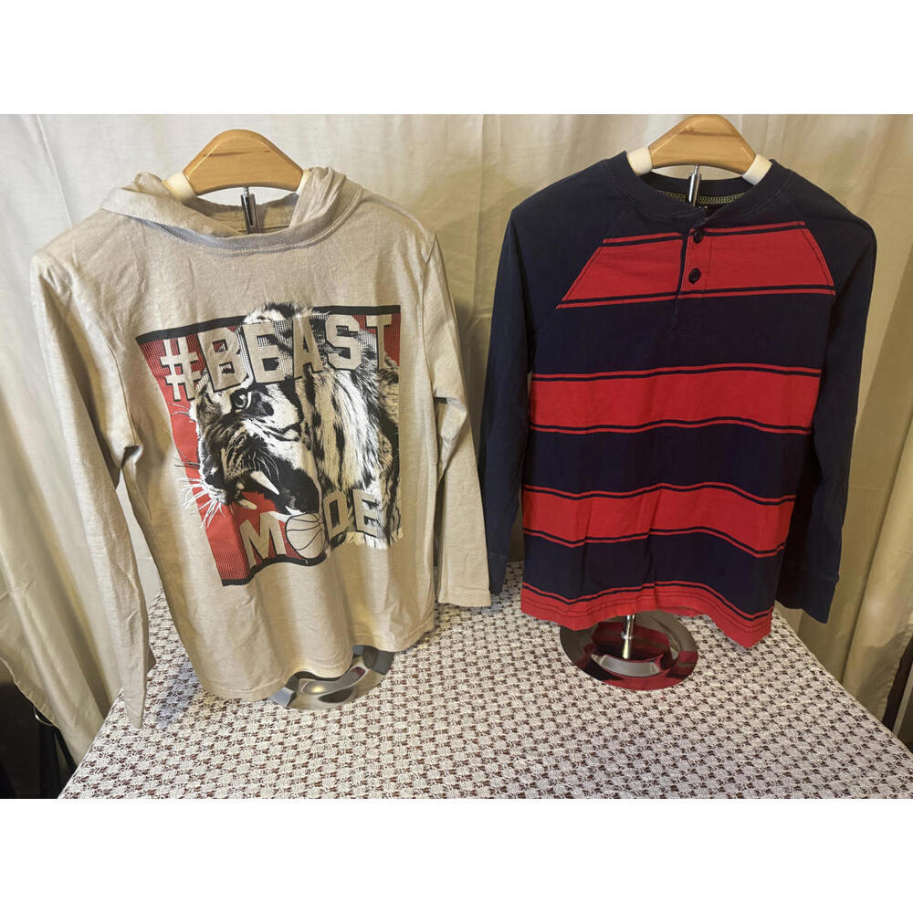 Boys Long Sleeve Shirts Bundle Yellow, Gray, White Size Medium - Picture 4 of 8